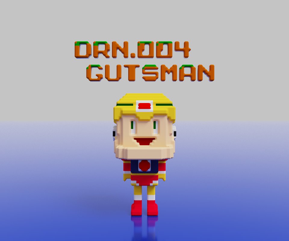 analogmanx1's tweet image. ロックマンファンアート〜無印編〜
文字の緑色は、さんざん落っこちたリフトをイメージしました😇
別アングルはまた後ほど😉
Dr.Right Numbers 004 GUTSMAN

#GUTSMAN #voxel #magicavoxel #ロックマン #megaman