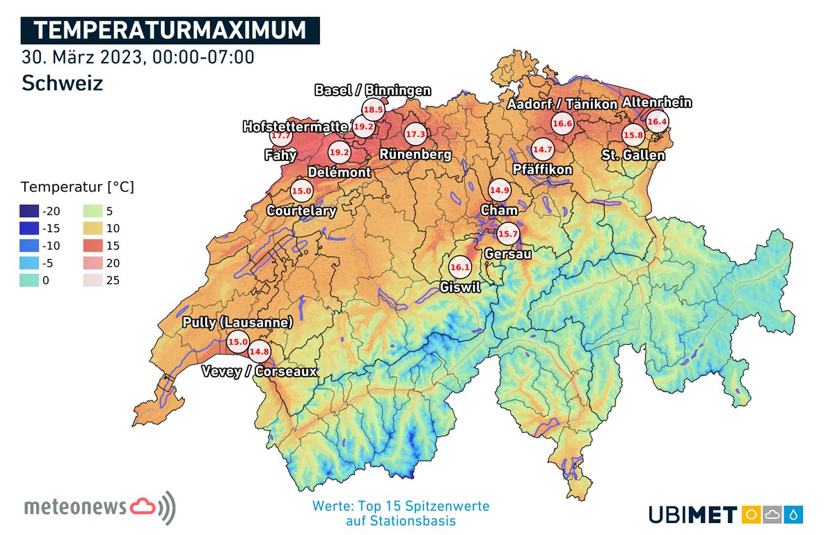 meteonewsSA's tweet photo. Après un début de journée #exceptionnellement #doux par endroits en #Suisse, des conditions #perturbées nous sont promises jusqu'en fin de semaine avec #nuages, #averses et #rafales de #vent au menu. https://t.co/UgZ39yU2c6 (vd) https://t.co/InG1UtDRdJ