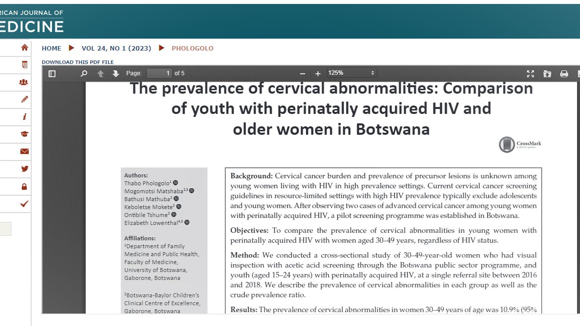 #NewPublication alert 📢
Botswana-Baylor also serves as a major research hub contributing valuable information to the international HIV and oncology communities.
#BotswanaBaylor
#EndCervicalCancer

Read more:
sajhivmed.org.za/.../hivmed/art…