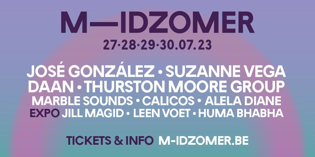 M-IDZOMER (@midzomerleuven) on Twitter photo ‼️ Nieuwe M-IDZOMER-namen: we breiden de affiche uit met <a href="/marblesounds/">Marble Sounds</a>, <a href="/aleladianemusic/">Alela Diane</a> en Calicos. In de museumzalen zal je doorlopend de monumentale sculpturen en expressieve tekeningen van #HumaBhabha kunnen ontdekken.
🎟️ Tickets: m-idzomer.be
#MIDZOMERLEUVEN ‼️ Nieuwe M-IDZOMER-namen: we breiden de affiche uit met <a href="/marblesounds/">Marble Sounds</a>, <a href="/aleladianemusic/">Alela Diane</a> en Calicos. In de museumzalen zal je doorlopend de monumentale sculpturen en expressieve tekeningen van #HumaBhabha kunnen ontdekken.
🎟️ Tickets: m-idzomer.be
#MIDZOMERLEUVEN