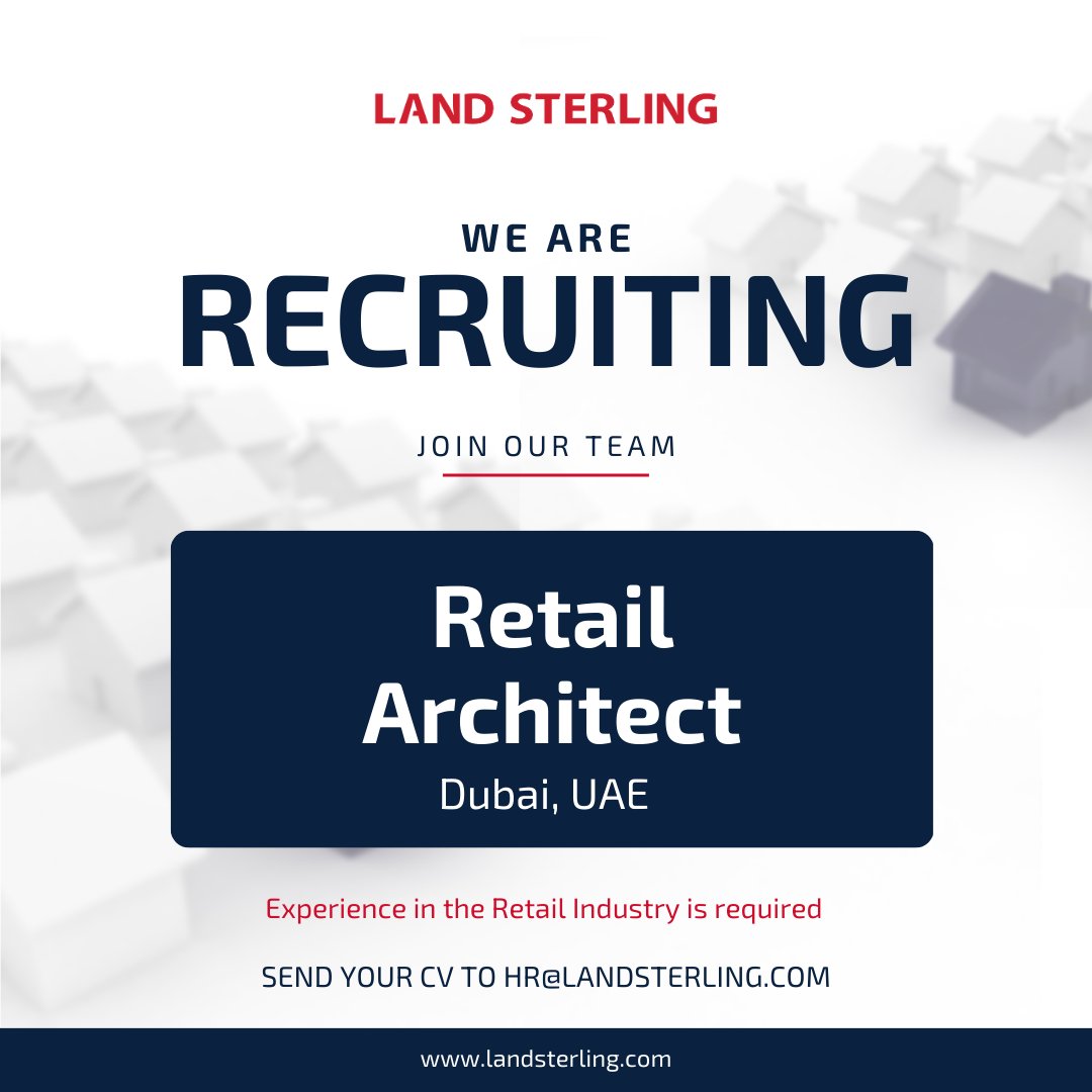 We are currently looking for talents to join our family

Send your CV to hr@landsterling.com

#landsterlingmena #careers #opportunities #greatplacetowork #hiring #jobs #joinourteam #gcccareers #hiringtalent #consultancy #realestate #retailarchitect