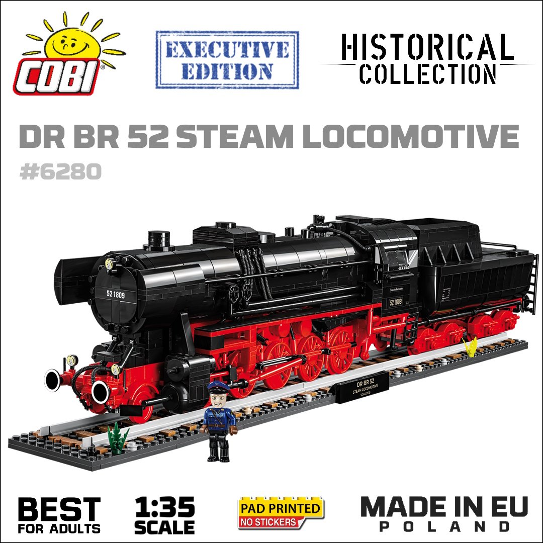 COBI_Bricks's tweet photo. 🚂🚃🚃 Zestaw Executive Edition z lokomotywą BR DR 52 / Ty2 jest już dostępny ‼️ 👀⤵️
https://t.co/5r1miogS1c...
🔸COBI-6280
🔸Executive Edition - podwójne oznaczenia 🇩🇪&🇵🇱 plus dodatki.
ℹ️ Bardzo szczegółowy opis na karcie produktu w powyższym linku 👍
⚙️ MADE IN 🇵🇱🇪🇺 https://t.co/7EIVfoSV6u