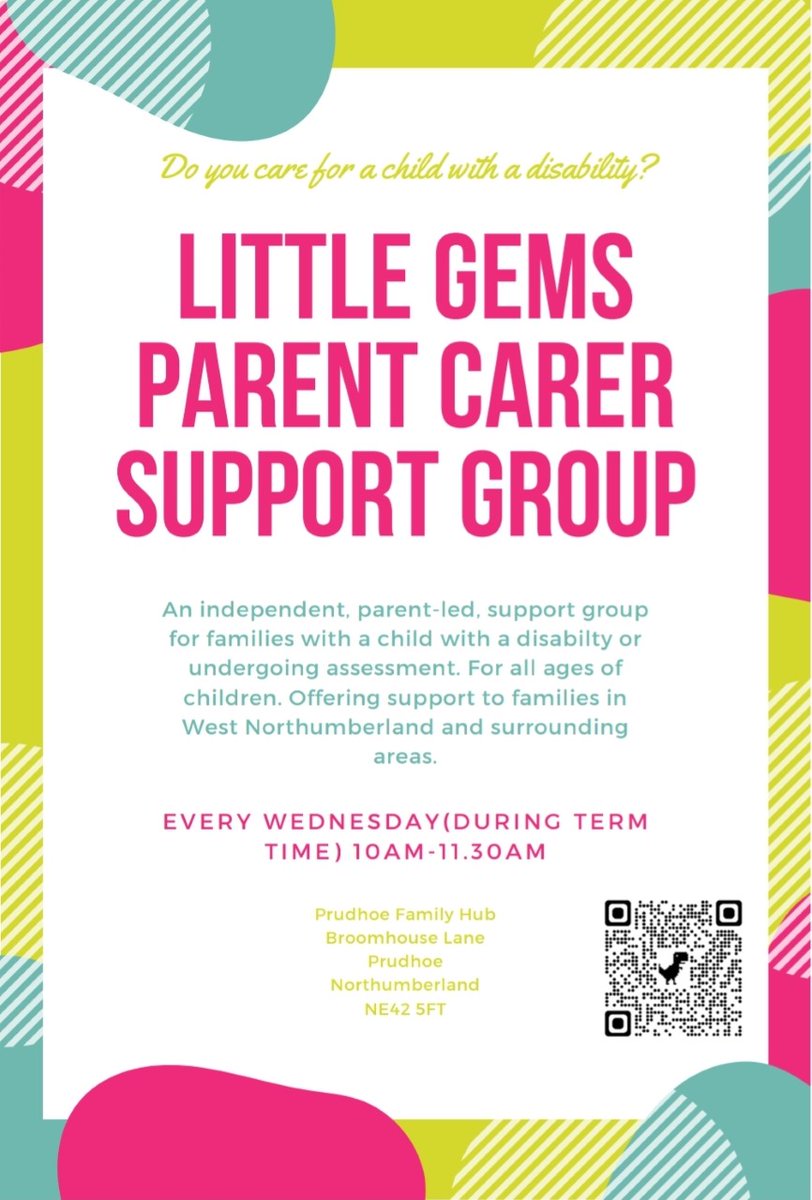 Little Gems Parent Support Group
📆Wednesdays (during term time)
⏰10am-11.30am
📍Prudhoe Family Hub

#Support #Parenting #ParentLed #Prudhoe #WestNorthumberland #WestFamilyHubs