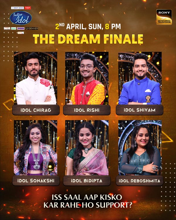 SonyTV's tweet photo. Dekhna na bhule Indian Idol 13 ka Dream Finale, 2nd April, Sunday raat 8 baje, sirf #SonyEntertainmentTelevision par! Kaun se daavedaar ko aap kar rahe ho iss Dream Finale mein support?
#IndianIdol13 #IndianIdol #IndianIdolTop6 #IndianIdolDreamFinale https://t.co/yTsgTSXKHB