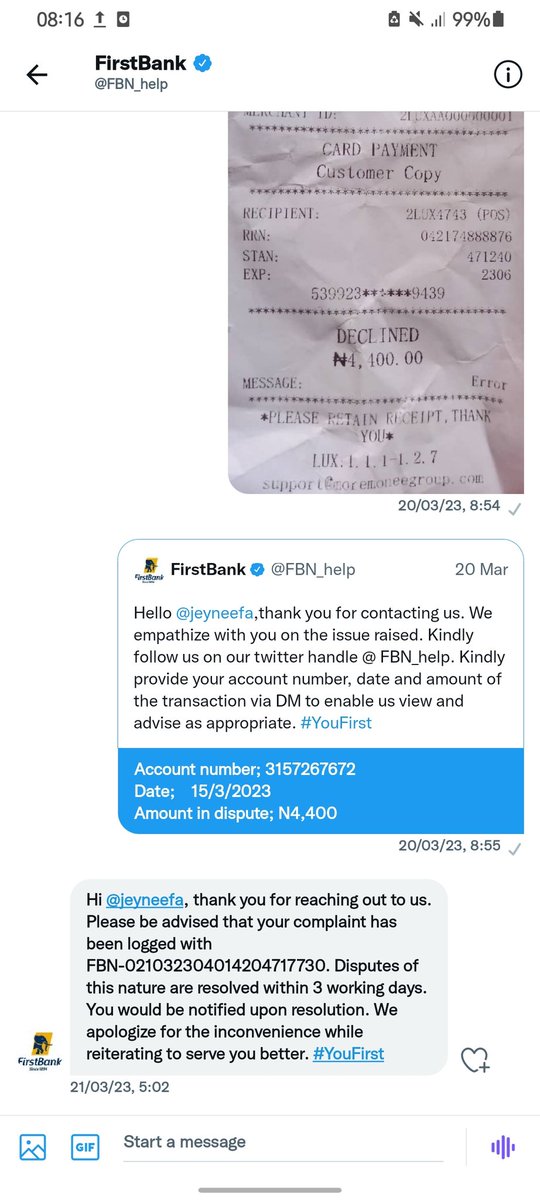 jeyneefa's tweet photo. @cenbank @FBN_help @officialEFCC 
It's been over 3 working days and no refund.. https://t.co/zt0U6LfVzm