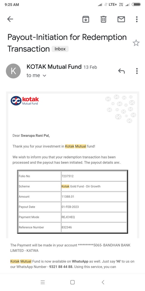 Sumanta20948617's tweet photo. My mother's KOTAK GOLD FUND redemption done 2 months ago, amount yet to be credited in account!!!! 
They sent a cheque,payable to an account which was closed on July, 2022,via BLUE DART. We didn't receive any cheque bt BLUE DART claiming it DELIVERED! @KotakMF @BlueDartCares https://t.co/DH0jXKgqQW