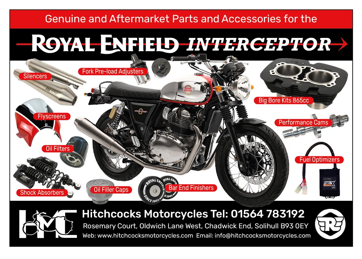 HitchcocksM's tweet photo. Hitchcocks parts & accessories for the Royal Enfield Interceptor. #royalenfield #royalenfieldindia #classicbike #bike #motorcycle #england #caferacer #interceptor #650interceptor #classicmotorcycle #continentalGT #fuelx #650continentalGT #bullet #india #tonup #motorbike #bigbore https://t.co/vaA9qgNxIT