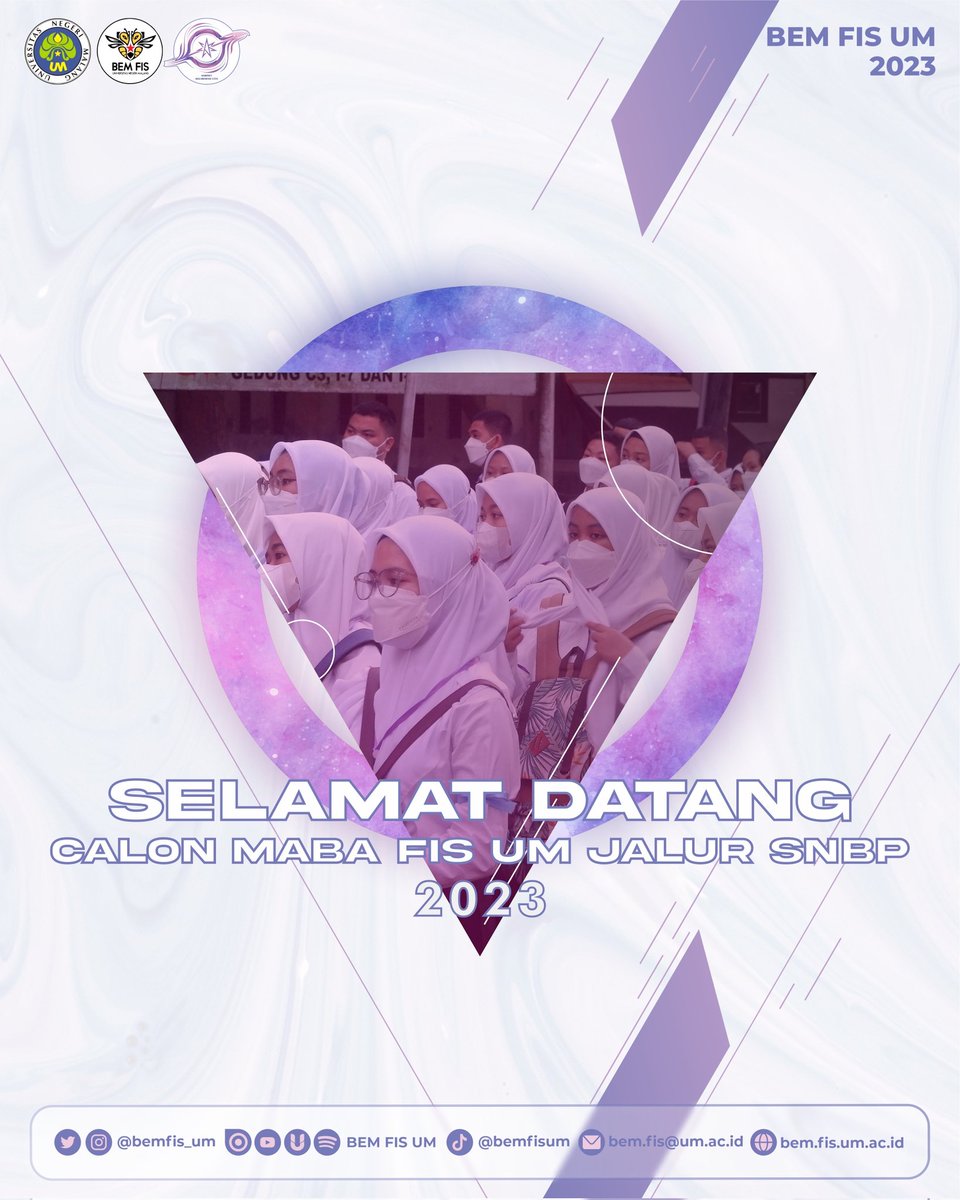 BEMFIS_UM's tweet photo. [SELAMAT DATANG CALON MAHASISWA BARU FIS UM JALUR SNBP 2023]
Halo, Mahasiswa FIS! 
Selamat bagi calon mahasiswa baru Fakultas Ilmu Sosial Jalur SNBP 2023 
Simak informasi mengenai tata cara registrasi akademik dan stay tuned di sosial media Bemfisum untuk informasi lebih lanjut. https://t.co/DlTFcZncE6