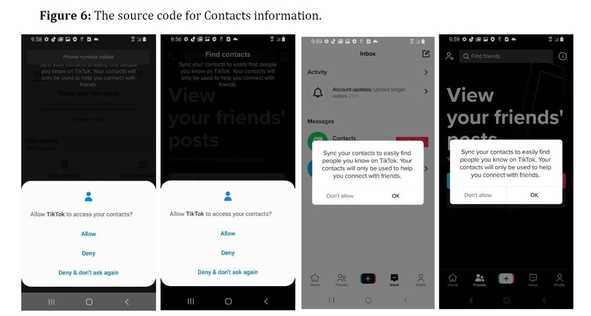 elhackernet's tweet image. TikTok solicita excesivos permisos en el dispositivo y recopila cantidades de datos, mucho más de lo que necesita para su funcionamiento

Recopila datos sobre todas las app&apos;s  instaladas, información detallada sobre Android y exige acceso a los contactos
internet2-0.com/wp-content/upl…