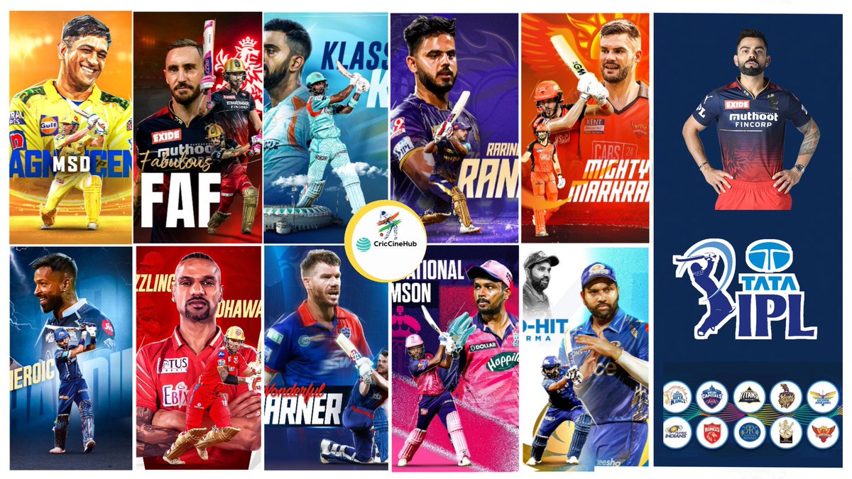 CricCineHub's tweet image. The BIGGEST cricket league #TATAIPL will start tomorrow.

#PredictionTime -

Playoff :
Winner :
Orange Cap :
Purple Cap :
Most 4s :
Most 6s :
Highest SR :
POTT :

#CSK #RCB #MI #DC #KKR #GT #PBKS #LSG #RR #SRH

#IPL2023 #TATAIPL2023 #IPLonStar #IPLonJioCinema #CricketTwitter