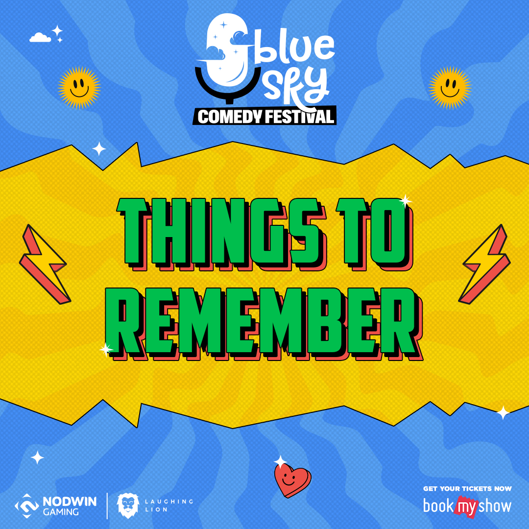 BlueSkyComedy's tweet photo. Here's everything to keep in mind to make it the best weekend for you and everyone around you!

Get your tickets now! Link in Bio.

#BlueSkyComedyFestival #Delhi #Pune  #LoveComedy #TopComedians #FestivalVibes #LaughWithFriends  #comedy #festival #IndiaComedy #LOL #standup https://t.co/gwv2ui0LFx