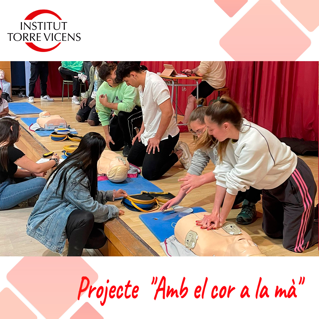 🗓️Dimarts 28 de març vam finalitzar el projecte "Amb el cor a la mà", on l'alumnat de 2n d'Emergències Sanitàries ensenya a realitzar Reanimació Cardiopulmonar a tots els grups del centre que finalitzen etapa d'#ESO, #Batxillerat, #PFI, #CFGS i #CFGM.🫀🤚🏻