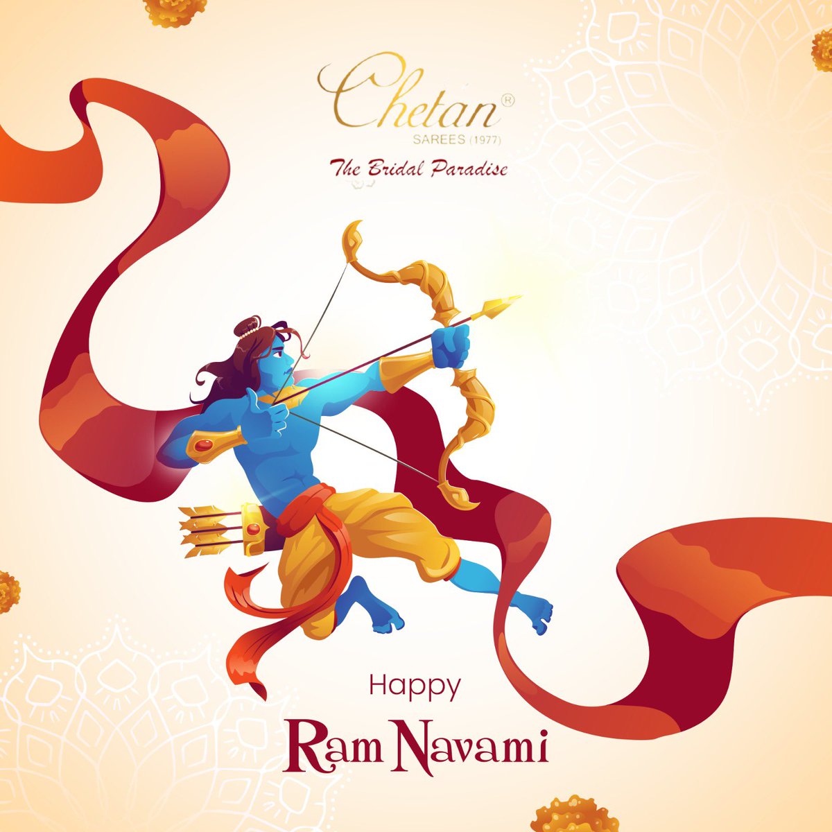 With the gleam of diyas and the echo of the chants, may happiness and contentment fill your life 🕉️  Chetan Sarees wishes you a very Happy Ram Navami 2023 🪄  #brides #texture #adorned #gracious #bridalattire #bestwishes #ramnavami2023 #ramnavamiwishes #happyramnavami 🙏🏻🙏🏻🙏🏻