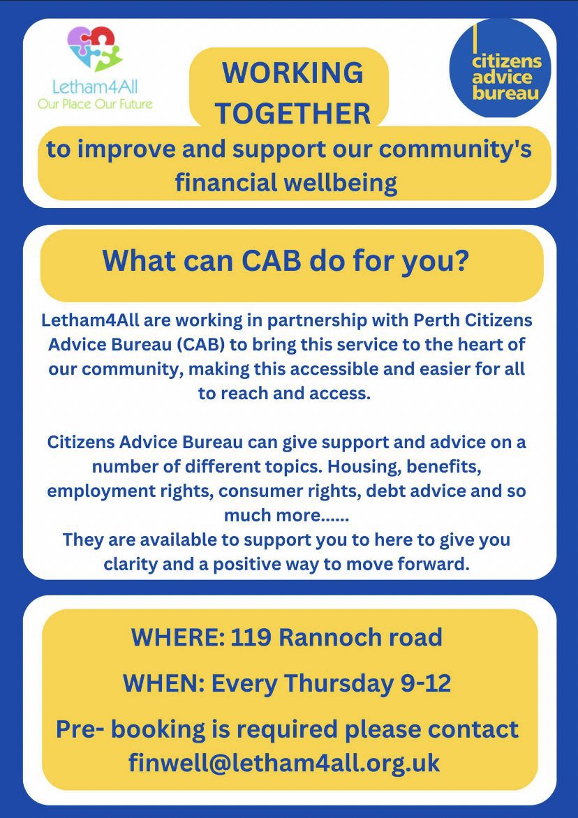 CAB Perth (@perthcab) on Twitter photo We’re looking forward to our first session with <a href="/Letham4All/">Letham4All</a> this morning! See below for more details 👇👇👇 We’re looking forward to our first session with <a href="/Letham4All/">Letham4All</a> this morning! See below for more details 👇👇👇