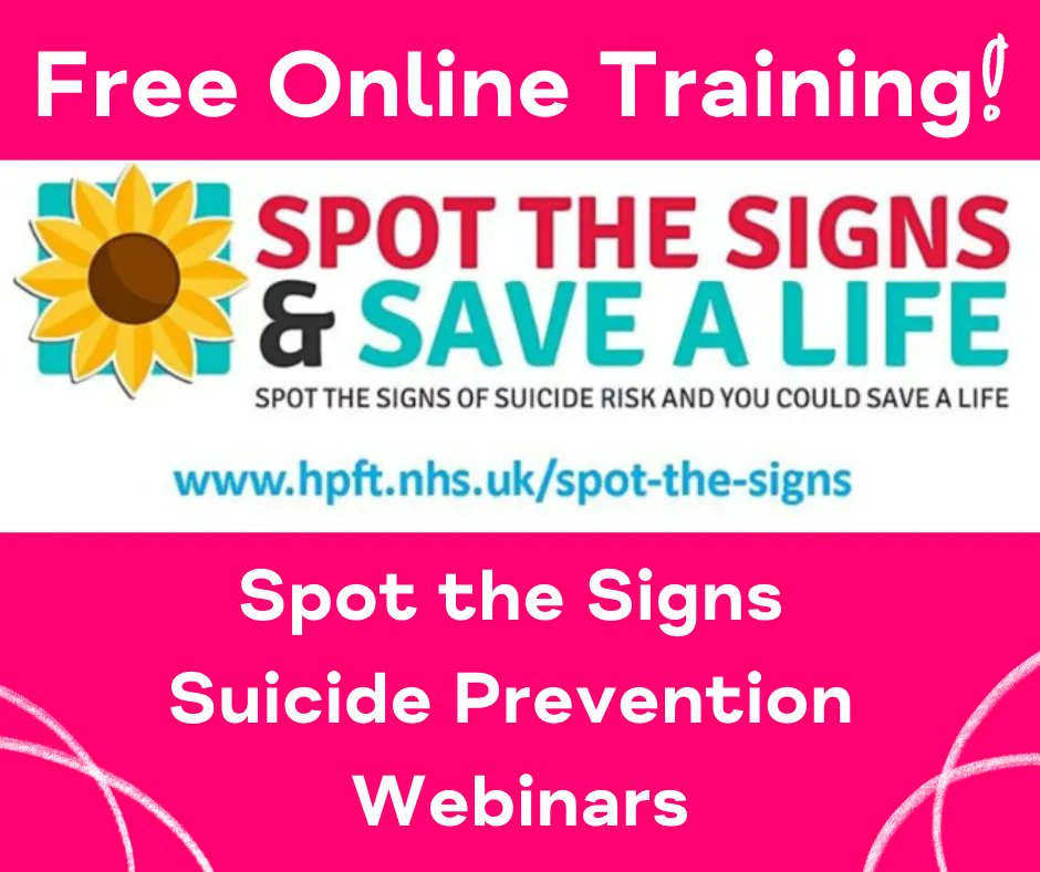 Hertfordshire Mind Network (@hertsmind) on Twitter photo The fantastic <a href="/SpotSignSuicide/">Spot The Signs</a> training is designed for GP's + Primary Care Network employees in Herts who work with adults 💙
☑️ Increase awareness and knowledge
☑️ Feel more confident in spotting signs of someone feeling suicidal
April dates available: buff.ly/2YCIS80 The fantastic <a href="/SpotSignSuicide/">Spot The Signs</a> training is designed for GP's + Primary Care Network employees in Herts who work with adults 💙
☑️ Increase awareness and knowledge
☑️ Feel more confident in spotting signs of someone feeling suicidal
April dates available: buff.ly/2YCIS80