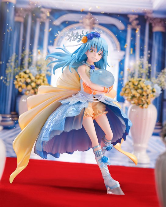 「転生したらスライムだった件」よりリムルがオリジナルのドレス姿でフィギュア化！パールや青い薔薇が散りばめられ、ドレープた