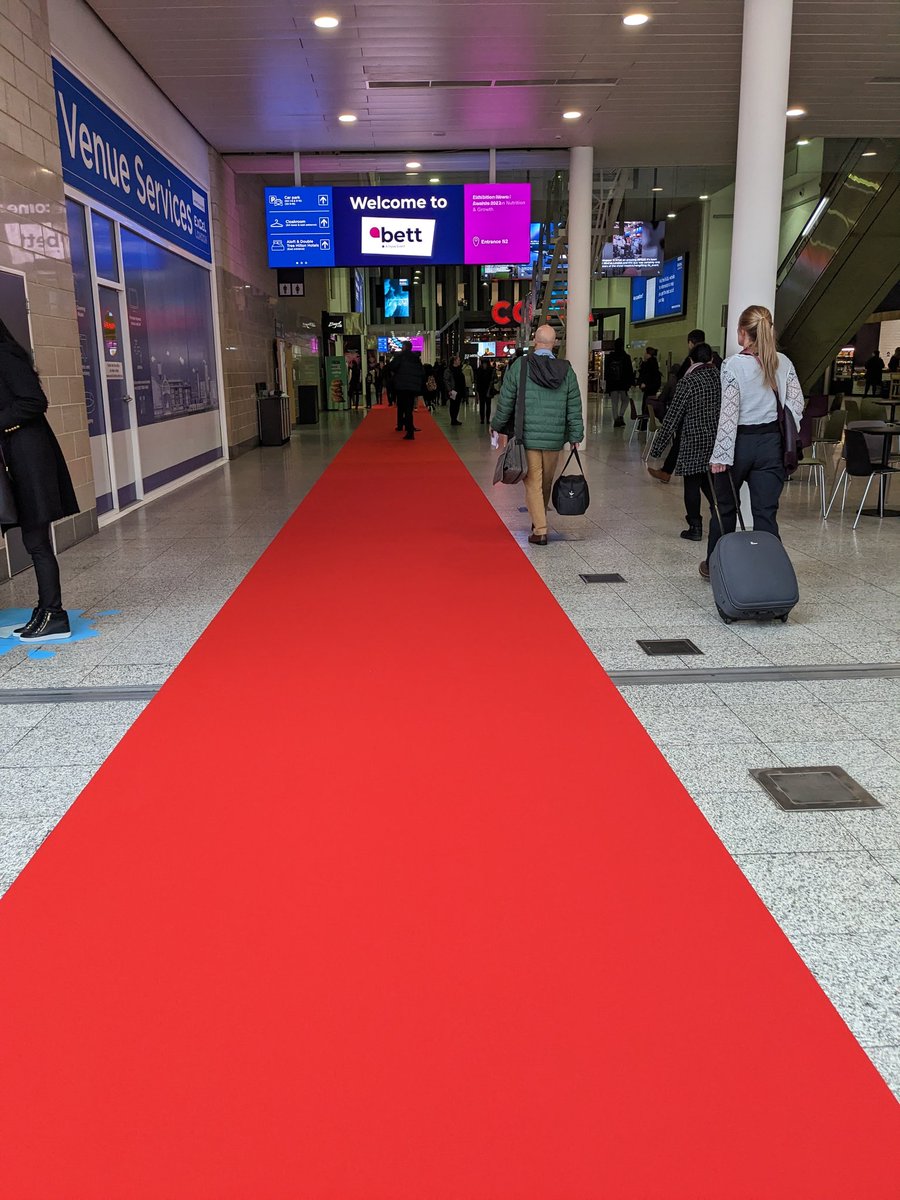 Nice to see that they've laid down the red carpet to welcome visitors to #BETT23 day 2. Here's to another productive day of networking and learning with @ArborEdu ,@TheANME and @GoogleForEdu .