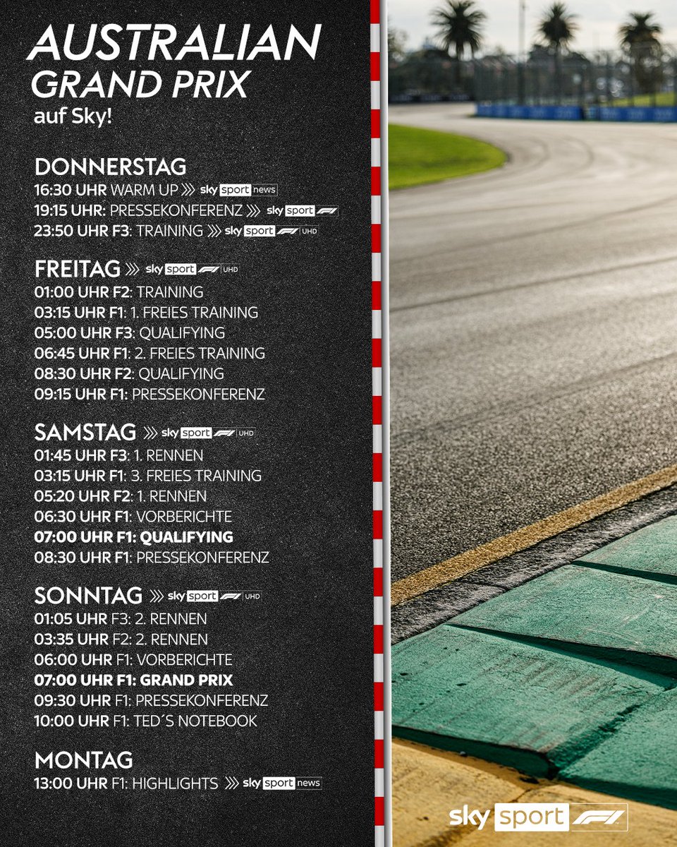 skysportformel1's tweet photo. Hast du den Wecker schon gestellt? ⏰

#SkyF1 #F1 #Formel1 #AustralianGP https://t.co/5AD5MrxewX