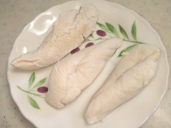 ささみ茹でた。 