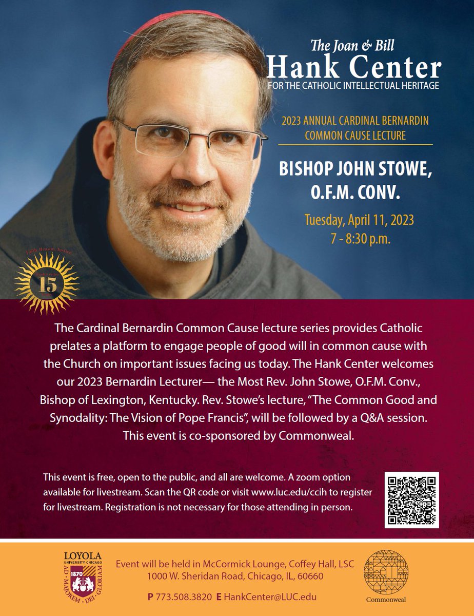 bernardincenter's tweet photo. We are proud friends of @HankCenterLUC @CommonwealMag, and we're glad to encourage you to attend this year's #Bernardin Common Cause Lecture with @BpStowe. Join in person at @LoyolaChicago April 11 at 7CT, or join online by registering here.
https://t.co/5Us6kEFQlD https://t.co/FaLaE0aaeF