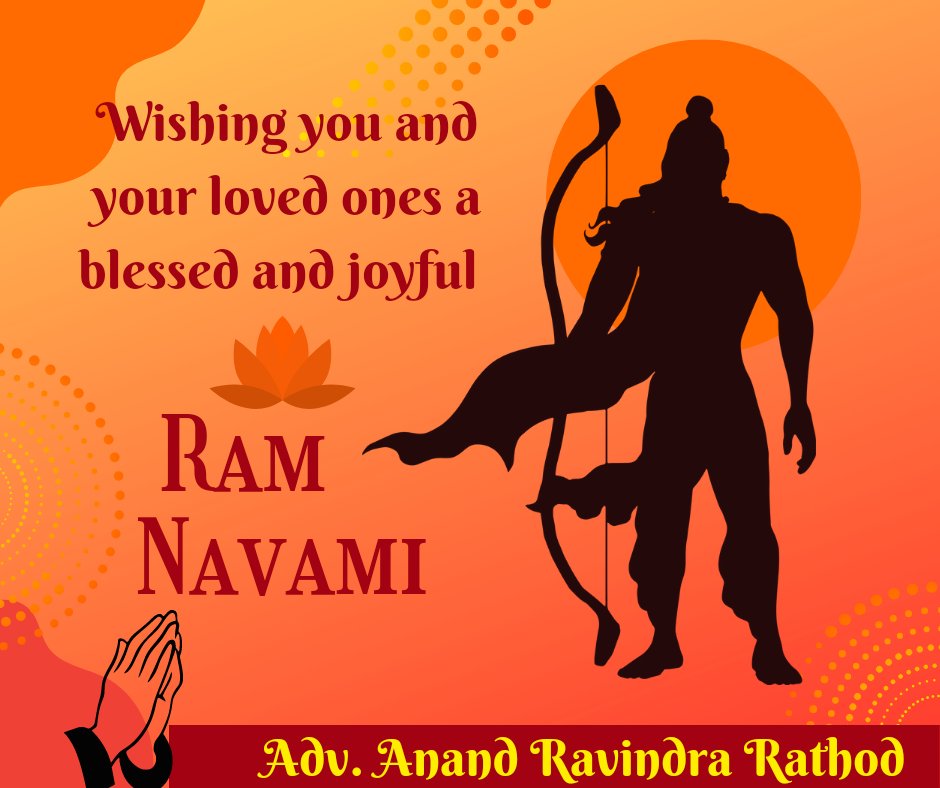 advarrathod's tweet photo. Wishing you a very happy Ram Navmi!

Let's take inspiration from Lord Ram's teachings of righteousness, truth, and compassion, and spread love and kindness in the world. Let us strive to become better human beings.

#RamNavmi #JaiShriRam #FestivalOfIndia
#spiritual #RamaNavami https://t.co/kxH0JDnIpy