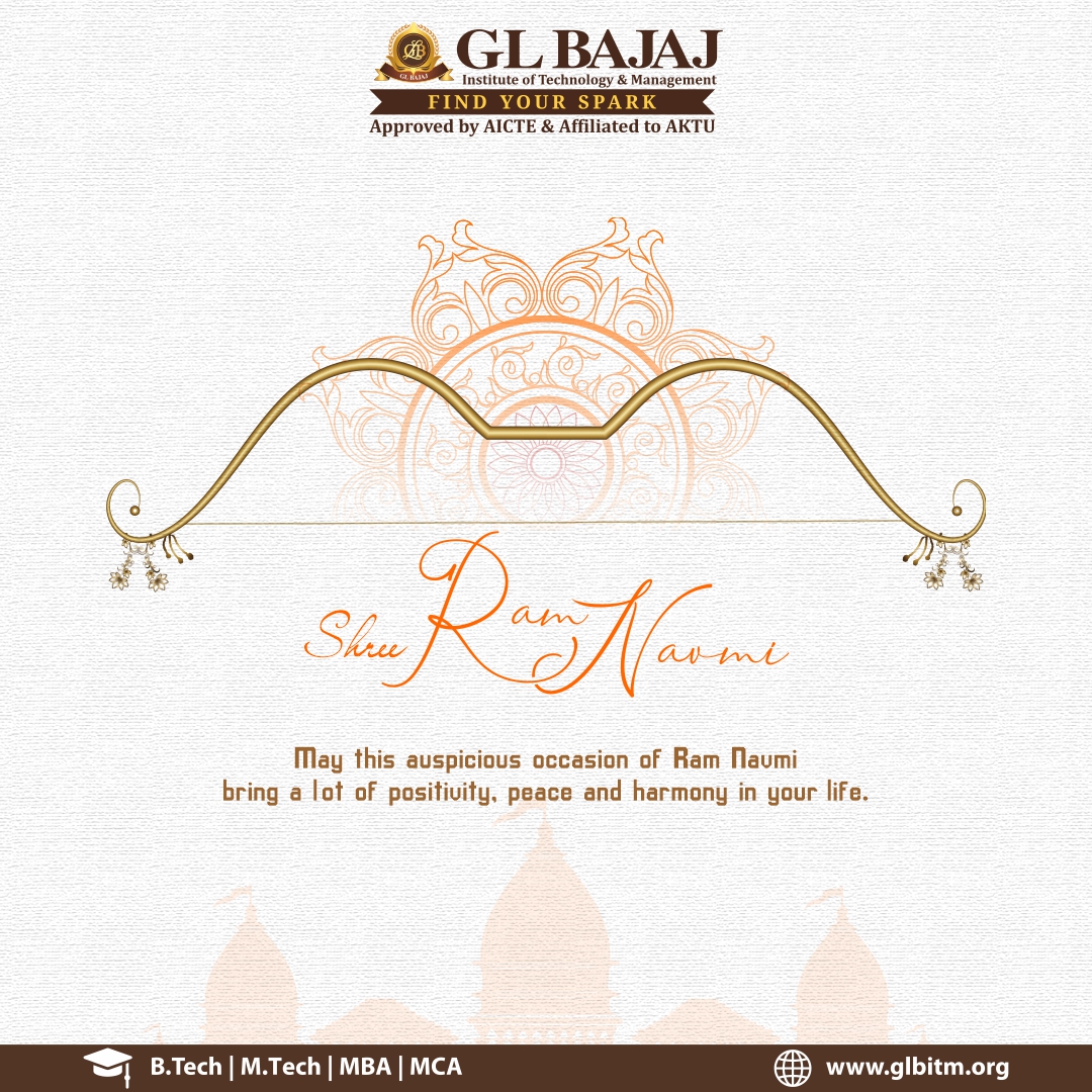 glbajaj's tweet photo. With the blessings of Lord Ram, may you achieve success in all your endeavors. 

Shubh Ram Navami to you and your family 🌺🌼

#glbajaj #glbitm #shreeramnavami  #indianfestival https://t.co/qUNNvza1cS