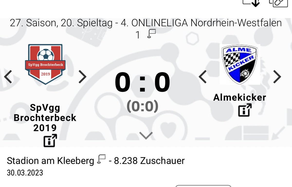 almekicker's tweet photo. Wir nehmen beim 2. platzierten sehr überraschend einen Punkt mit aus Brochterbeck und haben nun 6 Punkte Abstand auf einen Abstiegsplatz. #almekicker #onlineliga https://t.co/lyXtOmEIrX