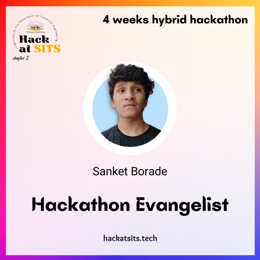 boradesanket13's tweet photo. Exciting news! I've been selected as the Hackathon Evangelist for #HackAtSITS🎉
Can't wait to inspire participants to push their limits and create something truly innovative. 🚀
It's going to be amazing 4 weeks, @rohan_2502! 😁❤
#Pune #innovation #technology #Hackathon https://t.co/OSHT4iDIcj