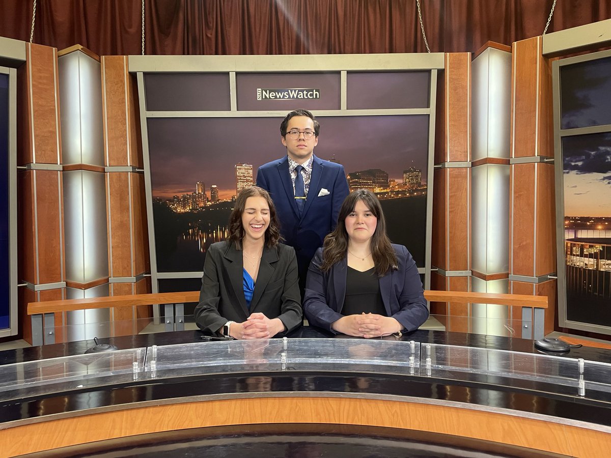 AbbsC03's tweet photo. When you are all trying to be serious and professional but you can’t keep a straight face….. #NAIT #news #anchor https://t.co/Hfwmga87cy