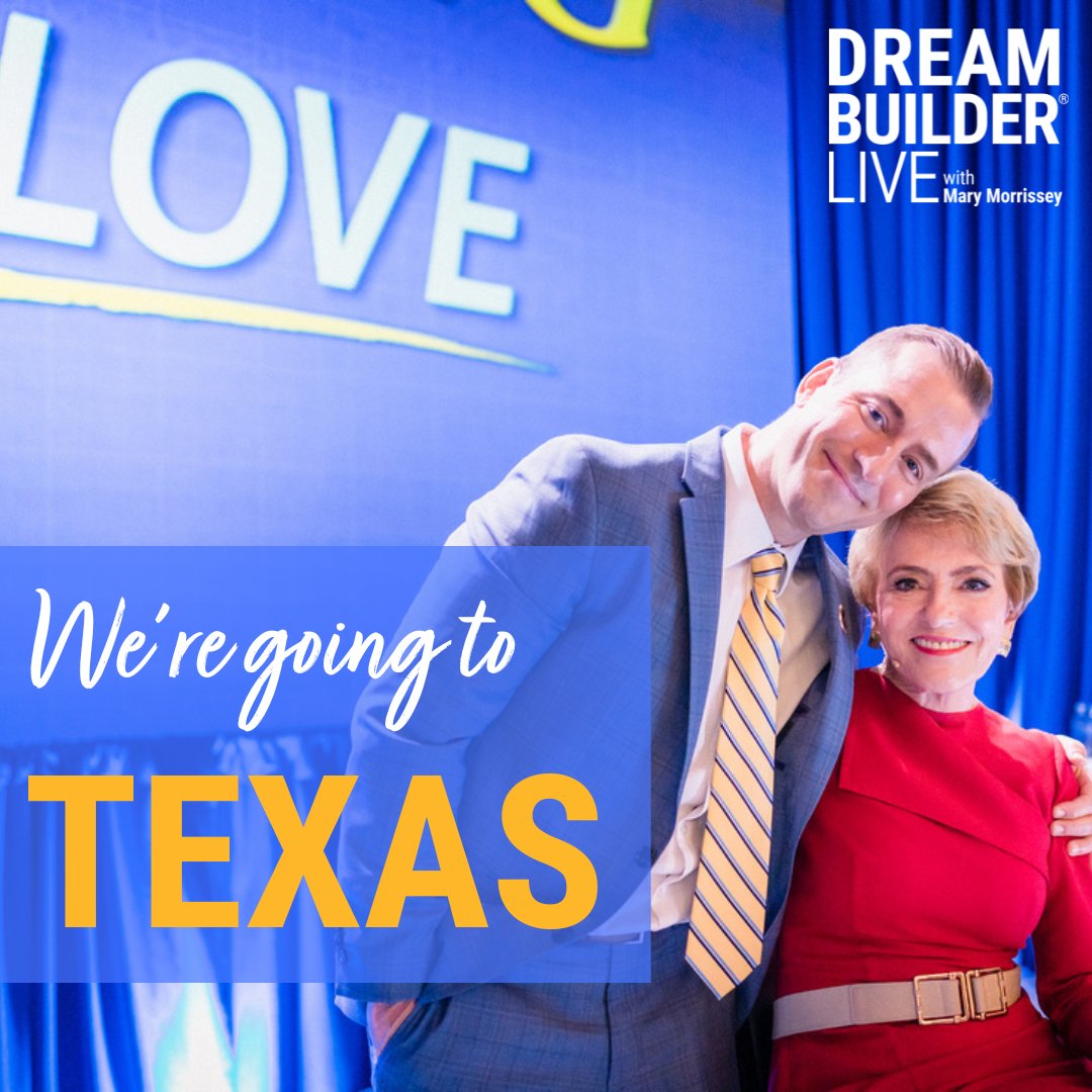We’re going to DALLAS, TEXAS! 👏 Join Mary Morrissey, Mat Boggs, and more at DREAMBUILDER LIVE! 
~
Save your spot now! ow.ly/Q5Vy50NblvA
~
#dreambig #dreambuilderlive #dallastexas #dallastexasevents #dallastxevents #texasevents #dreams #motivation #motivationalquotes