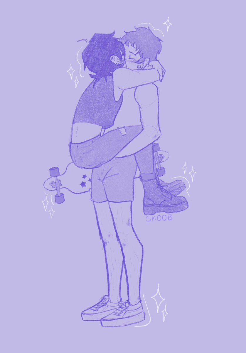 haz_matte's tweet photo. Ok this started out as a normal Klance drawing but then I wnated Keith in a crop top and then Lance somehow became a sk8r boi…. 

pose ref, ty @CT_Syndrome 💕 https://t.co/mOIJIsHCaE