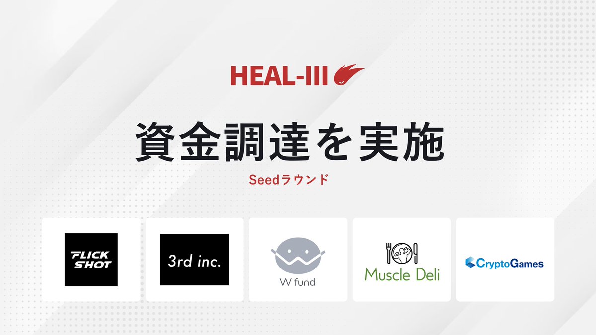 HEAL3ofr_jp's tweet photo. HEAL3社、資金調達を実施しました🔥

Astar Network上のGamiFi「HEALTHREE」、資金調達を実施。Health and Ean市場の拡大に向け、ブランド事業者と提携や開発を強化
https://t.co/0RKuUneAeJ
心強いVCの皆様よろしくお願いします🔥
@pigashi @kotaozawa @aki_vc_fs https://t.co/EwZtRJowan