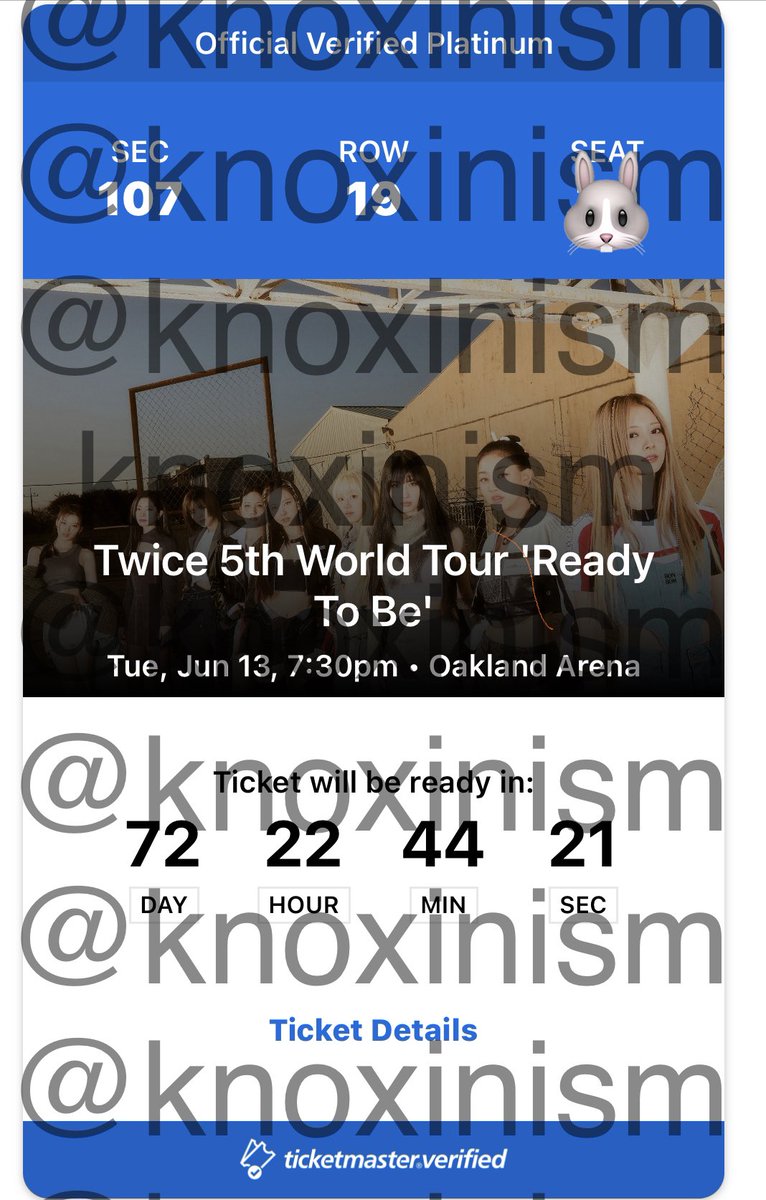 johnjaesbf's tweet photo. ‼️‼️‼️WTS ‼️‼️‼️
2 Oakland 6/13 Twice ‘Ready To Be’ world tour Official Verified Platinum tickets 

Section 107 row 19

- FACE VALUE! 
- I can send screen recording or FaceTime for proof!! 
-DM if interested!
PLS RT!! 🥺🥺🫶🫶🏽🫶🏽

#TWICE_5TH_WORLD_TOUR #TWICETICKET https://t.co/5D9Yje5GIH