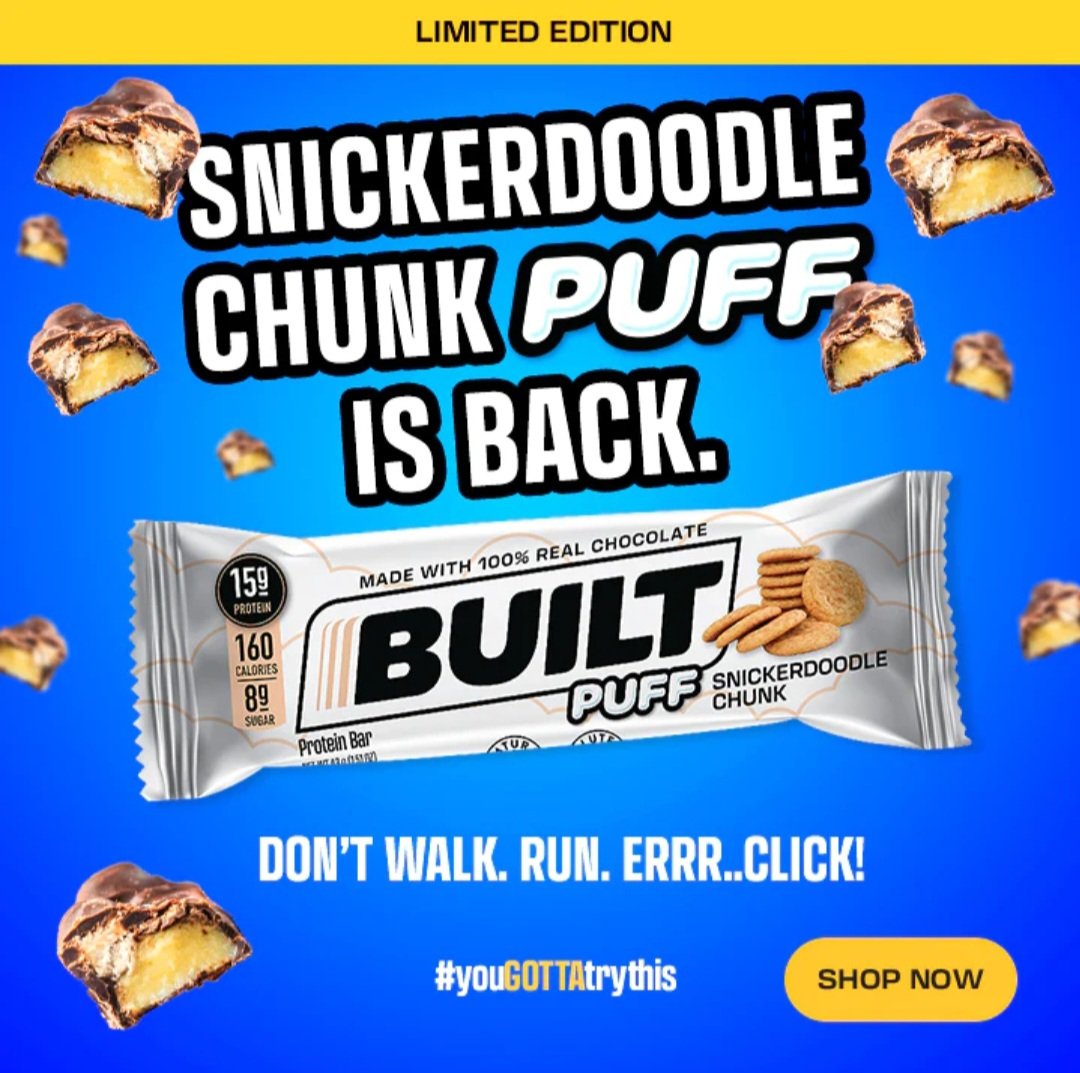 Built fans
My code is raised to 15% off through Midnight on 3/31!

Stock up on faves or try the new Snickerdoodle Puff or Hot CoCoa bites!
Discount code Kathryn10 

builtbar.com/?baapp=Kathryn…

#imbuilt #builtbarambassador  #builtbar
#yougottatrythis