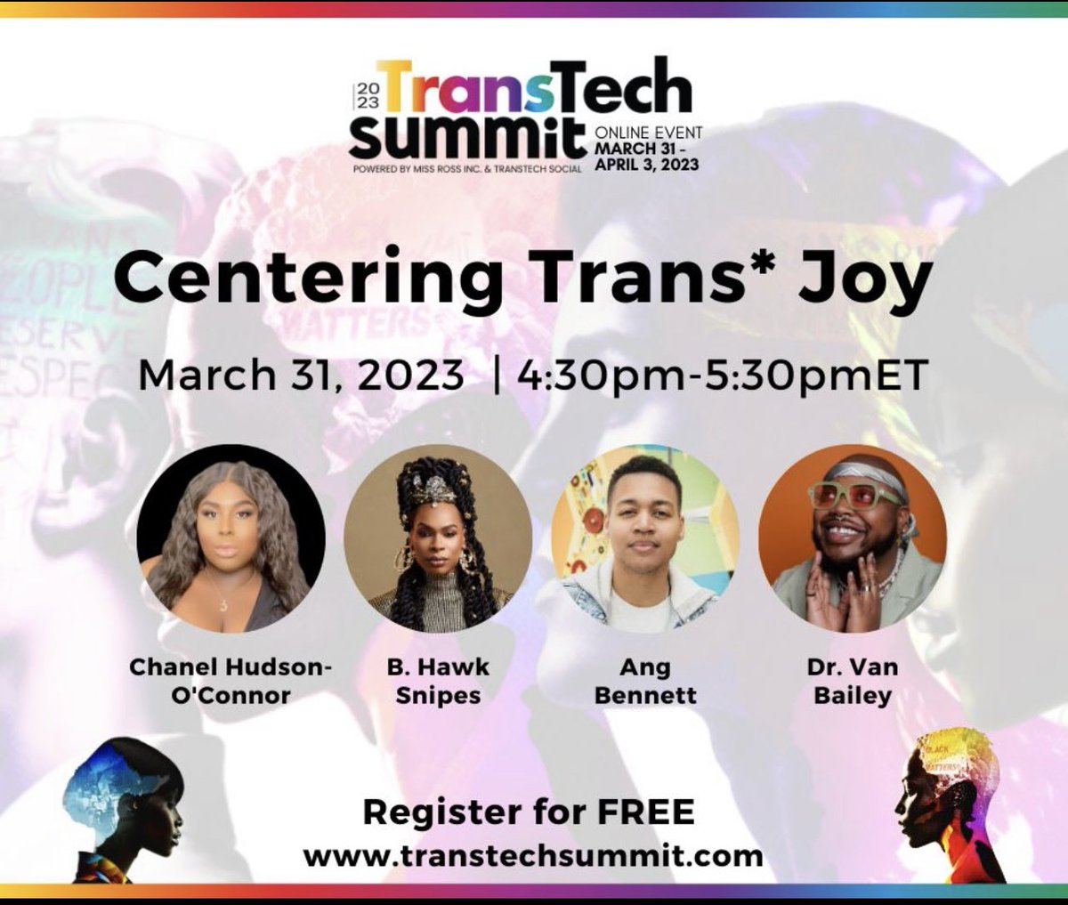 Trans #Tech Virtual Summit this weekend! FREE & open to the public. Register: lnkd.in/e3Qzisur
#TransTechSummit #TransTech #lgbtqcommunity #TransDayOfVisibility 
#TDOV #transjoy #iamintel #latinasintech #SHPE #AISES #NSBE