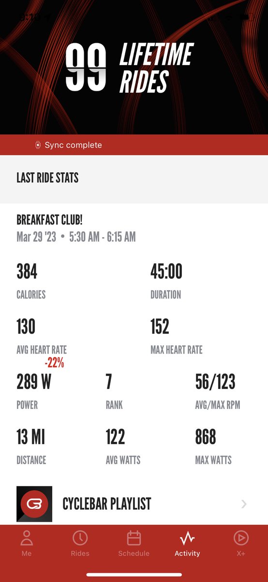 heidilynnds's tweet photo. 99 rides down…and 1 more on Friday to make 100!!! Then, will keep going and going and going…
#breakfastclub #earlymorningrides #geterdone #igotthis #werideasone #cyclebar #cyclebartrafficcircle #cyclebartc #cyclebartcfam #chroniclesofheidi #watchheidigo https://t.co/otppmynkbx
