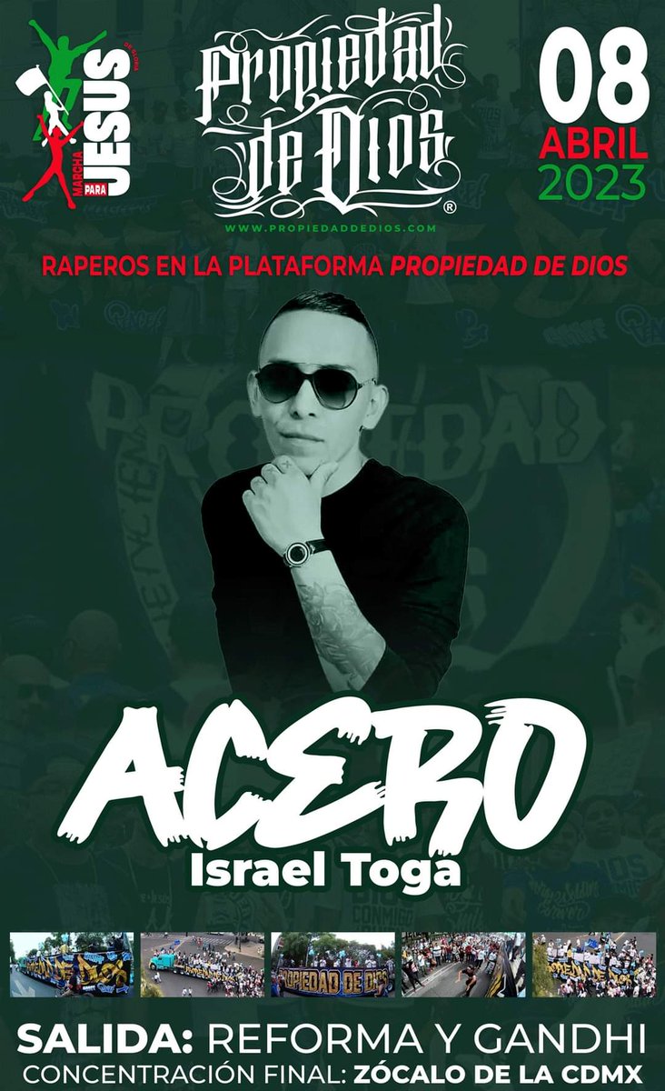 ACER0MX's tweet photo. ESTE Sabado 8 de Abril Acero ® estara en "Marcha De Gloria" en la Ciudad de México 🇲🇽 durante el contingente de Propiedad de Dios a las 14:00 horas en la Marcha de Gloria en el tráiler PROPIEDAD DE DIOS (Saldremos Paseo de la Reforma y Gandhi con dirección al Zócalo de la CDMX) https://t.co/YeY5l8wTaV