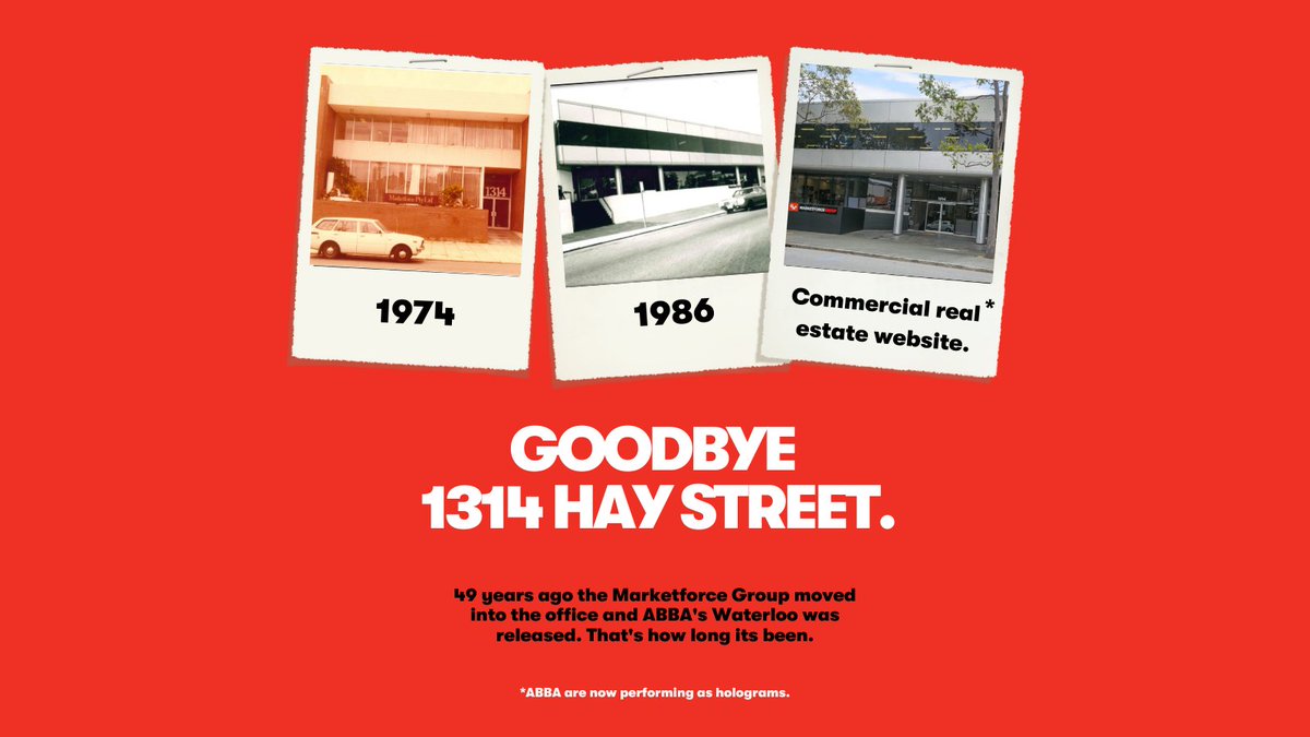 OMDWA's tweet photo. The @mktforce Group has left the building.

Yes, it's official after 49 years and a lot of different people working there, The Marketforce Group and its affiliated agencies have moved offices.

Did you work at 1314 Hay Street? What was your favourite memory? https://t.co/asE9bbbSYy