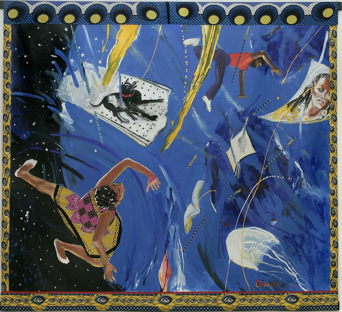 artistsofcolour's tweet photo. GIZA AND FAITH, Emma Amos, 1991 https://t.co/Brm2FzjKQf