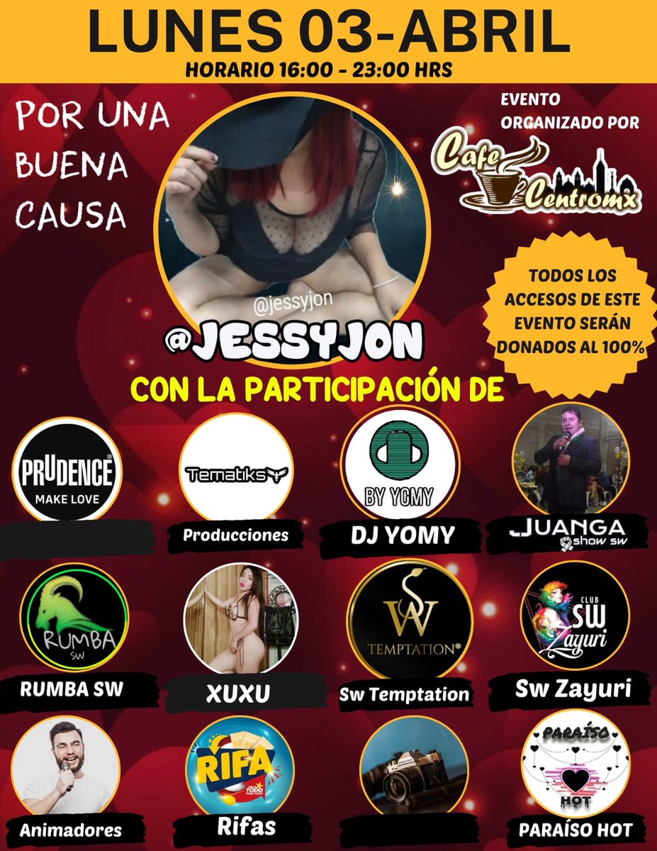 Nuestro agradecimiento a <a href="/SwTemptationVip/">SW TEMPTATION</a> por sumarse a esta causa, para apoyar a nuestros amigos <a href="/jessyjon/">Jessyjon</a>.

En nuestra fiesta de #Bunnys del 31 de Marzo se donaran 2 accesos de Descorche con valor de $500 c/u 

#porquenotodoessw #jovenesSw #JSW #todosconjessy