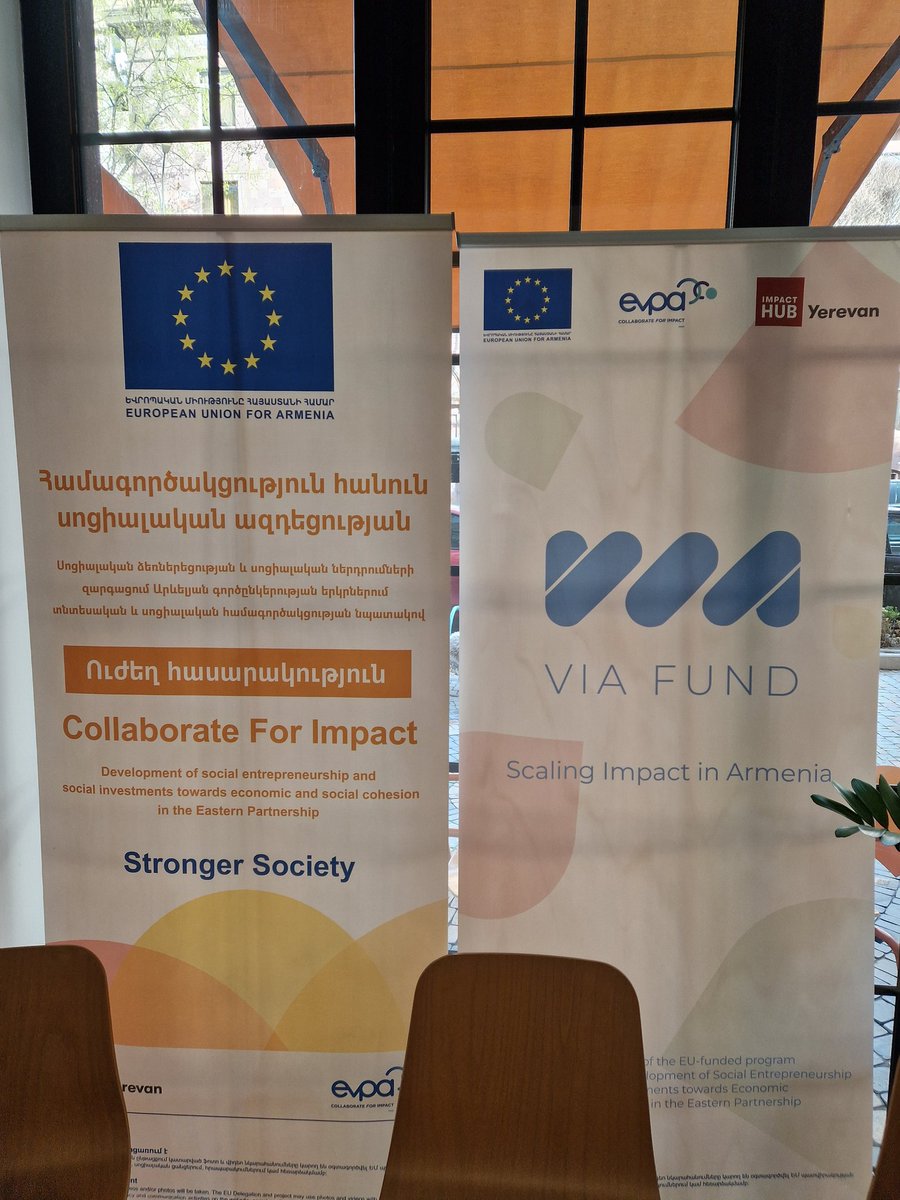 NazSeferian's tweet photo. Getting ready to discuss #impact. Later this morning, @ImpactHubEVN is organizing an #Impact4Breakfast discussion at Ground Zero in #Yerevan, promoting impact #investing in Armenia. Part of #Collaborate4Impact, funded by @EU_Armenia and @eu_near, run by @_EVPA_ regionally. https://t.co/Dtgqlt49eZ