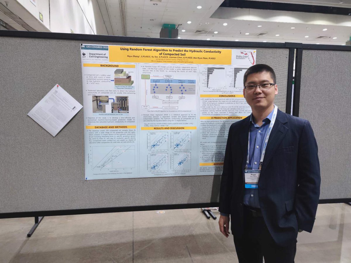 PoyuZhang's tweet photo. I was so proud to present my research at #GeoCongress2023! It's a memorable first experience of Geo-Congress! Thanks a lot to my advisor @jiannan_chen 's kind instruction, my colleagues' collaboration, and the support from  @hinkleycenter  and @UCF for this research! https://t.co/UpmR6Rcrnu