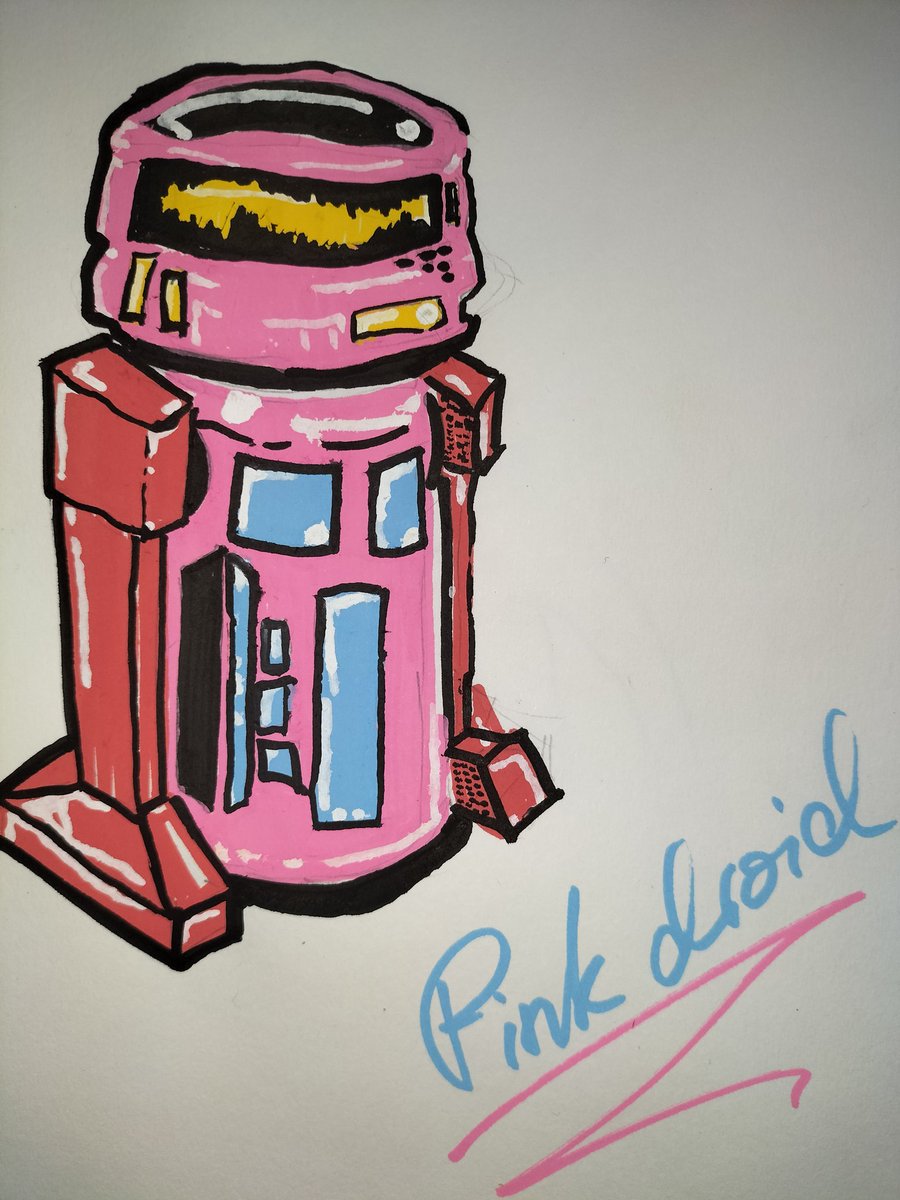 Pink droid. 
#POSCA pen on paper.