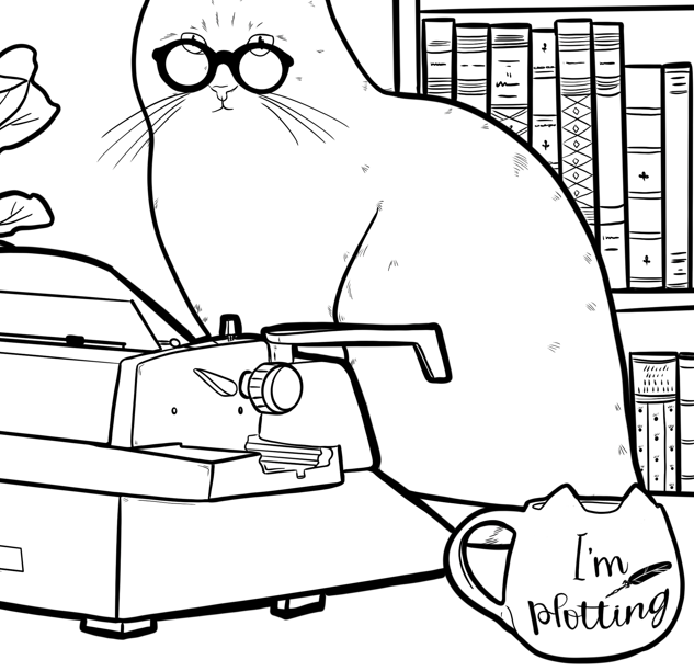 DaydreamKitten's tweet photo. Sneak peek alert! 
Check out this adorable writer cat. I love his mug the most.😻
Follow me so you don't miss out on more sneak peeks and updates on the full release.
#coloringpage #writercat #catart https://t.co/BYEObrSq0s