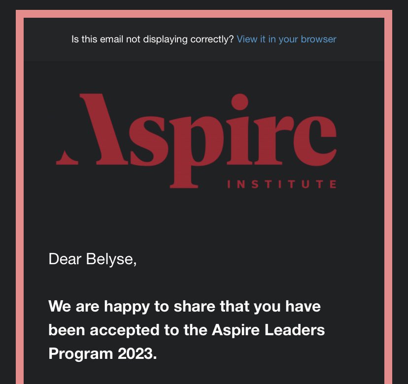 A good way to start my day.I have been accepted into the fully funded Aspire Leaders Program founded at Havard University!Looking forward to expanding my leadership skills and growing alongside a talented group of individuals.#AspireLeadersProgram #Harvard #learninganddevelopment