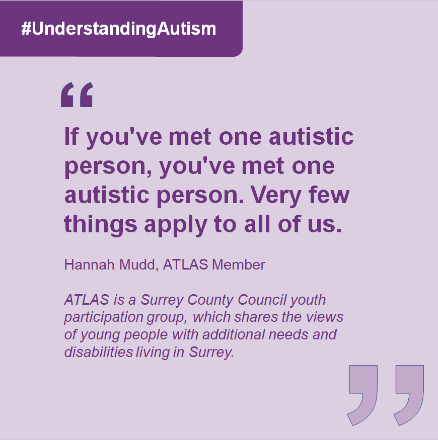 SurreyNews's tweet photo. This #AutismWeek, we asked Hannah what autism acceptance means to them.
https://t.co/evVSkySpOM

Our website has details of support for autistic people 👇  
The Surrey SEND local offer for 0-25s: https://t.co/qDhmeCnYIK
For adults aged 25 plus visit: https://t.co/40b7UTdiwP https://t.co/VpjRm0Za3b