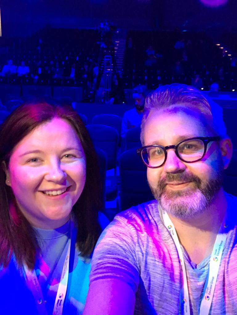 Who knew our co-founders were such early birds?! Nicole and Bernard are ready to kick off Day 2 @Bett_show with @LiquidThinker and @Apple at The Arena #Bett2023 💙 

P.S. Bonus Q in the ALT text… 👀 💙