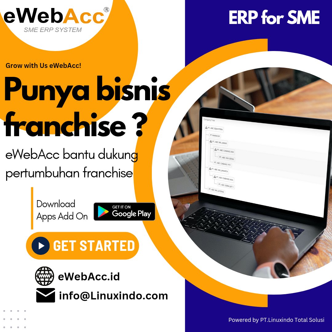 ewebacc's tweet photo. Punya bisnis franchise ?
eWebAcc bantu dukung pertumbuhan franchise kamu. 

Grow with Us eWebAcc &amp; eWebHRIS!
SME ERP SYSTEM

#eWebAcc #ERP #Accounting #Finance #ERPforSME #SME #eWebHRIS #HRIS #HRD #Keuangan #Manufacturing #Indonesia 
#business #industrial https://t.co/KsTuaaHQzV