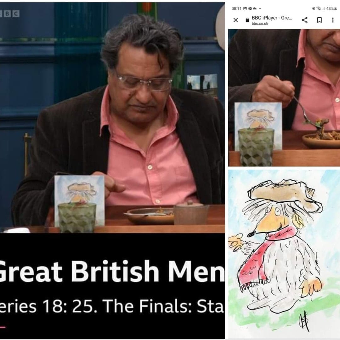 So proud to have one of our illustrations on Great British Menu
<a href="/GreatBritMenu/">GreatBritishMenu</a> 
<a href="/DanielleHeronxo/">Danielle Hughes✨</a> 
<a href="/ChefTomKerridge/">Tom Kerridge</a> 
<a href="/NishaKatona/">Nisha Katona</a> 
@EdGambleComedy 
<a href="/kulvinderghir/">Kulvinder Ghir</a> 
<a href="/supertramp1970/">Lady Patience.M. Lewis</a> 
<a href="/womblesofficial/">The Wombles</a> 
<a href="/paddingtonbear/">Paddington</a> 
 Our Orinoco on the Menu card
instagram.com/inkyfingersemp…
