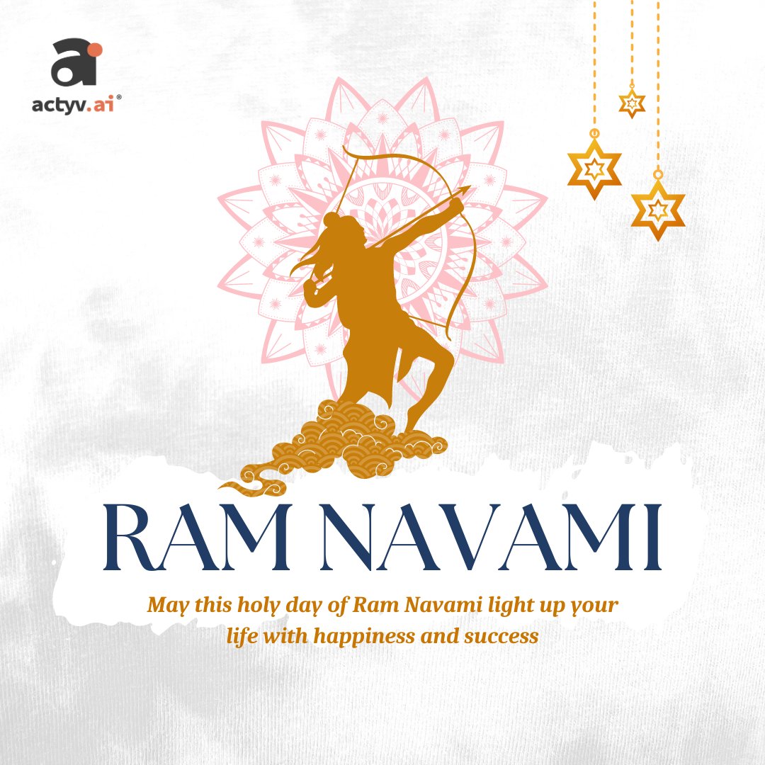 Wishing everyone a blessed and joyous Ram Navami! Let us take inspiration from Lord Ram's wisdom, courage, and compassion to navigate through life's challenges and build a brighter future for all. #RamNavami #FestivalOfJoy #Inspiration #Wisdom #Courage #Compassion #actyvai